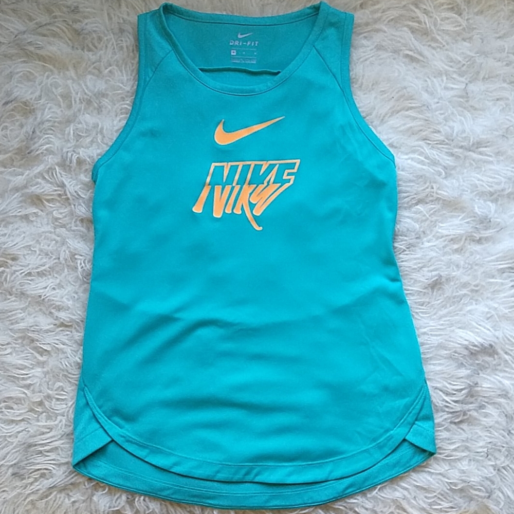 Nike Dri-Fit Athletic Sleeveless Top Shirt Teal & Orange M